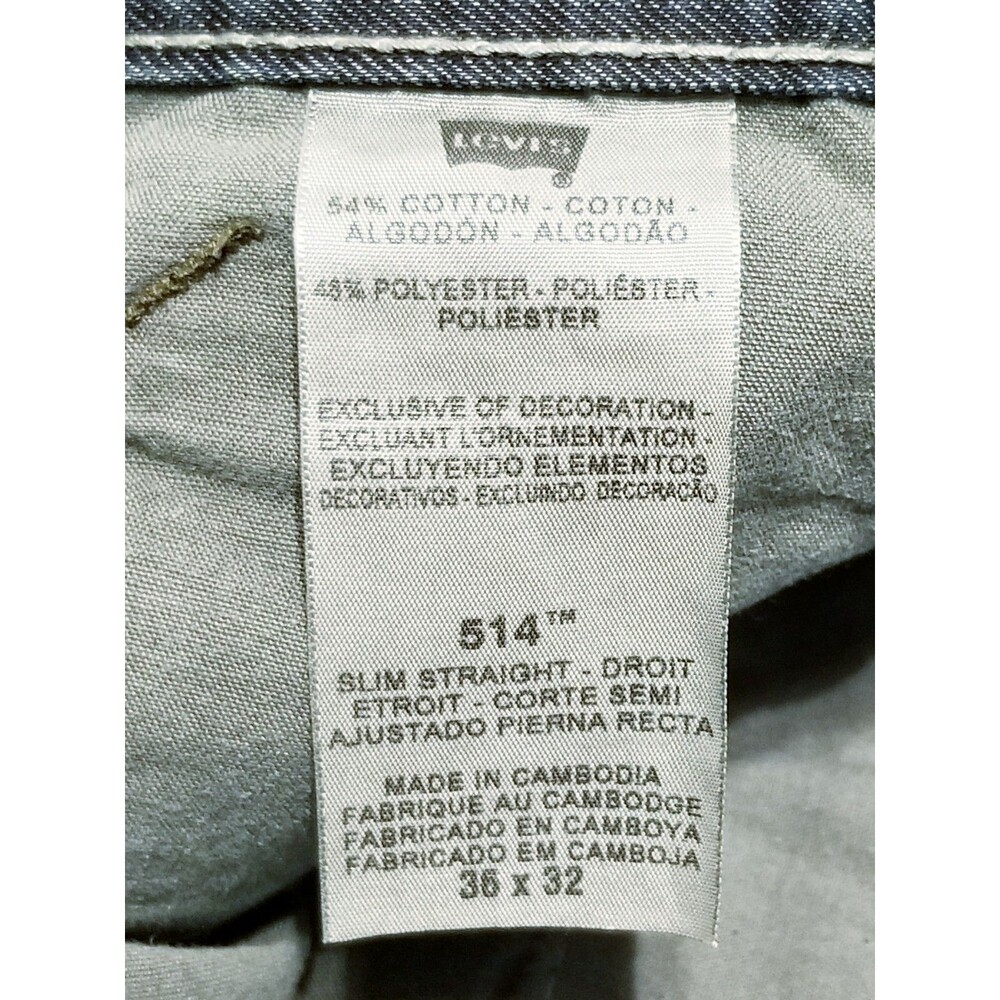 Levis 514 Jeans 36x32 Premium Dark Wash Raw Denim Purple Stitch Redline (38×32) - Picture 5 of 7